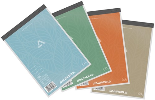 SCHRIJFBLOK AURORA A5 LIJN 100 VEL 60GR ASSORTI