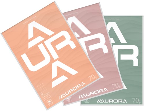 SCHRIJFBLOK AURORA A4 LIJN 100 VEL 70GR ASSORTI
