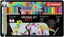 CREATIVE SET STABILO 87/3193 ARTY ASSORTI METALEN ETUI À 36 STUKS