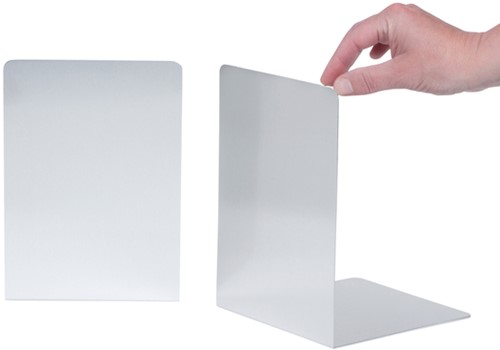 BOEKENSTEUN MAUL ALUMINIUM 16X15X21CM SET 2 ZILVER-1