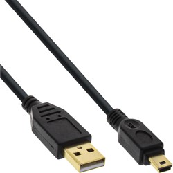 KABEL INLINE USB-A USB MINI-B 2.0 M 5PIN 2 METER ZWART