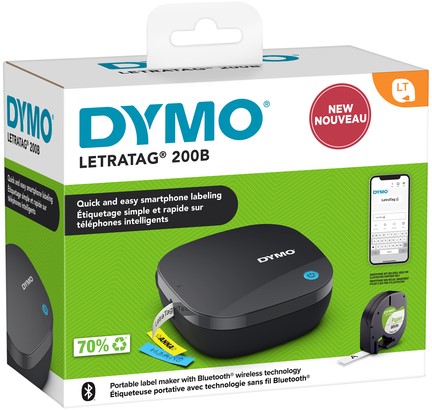 LABELPRINTER DYMO LETRATAG 200B DRAAGBAAR BLUETOOTH 12MM ZWART-2