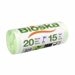 AFVALZAK BIOSKA ZETMEEL 42X50CM 20 LITER GROEN ROL À 15 STUKS