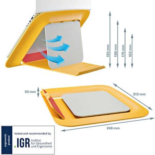LAPTOPSTANDAARD LEITZ ERGO COSY VERSTELBAAR RECYLED GEEL-3