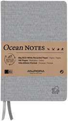 NOTITIEBOEK AURORA OCEAN A5 192BLZ LIJN 80GR LINNENSTRUCTUUR KAFT GRIJS