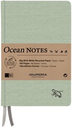 NOTITIEBOEK AURORA OCEAN A5 192BLZ LIJN 80GR LINNENSTRUCTUUR KAFT GROEN