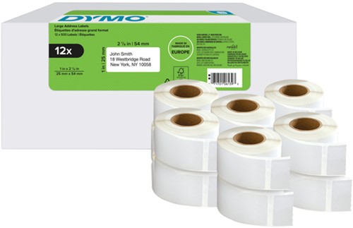 ETIKET DYMO LABELWRITER ADRESSERING 25X54MM 12 ROLLEN Á 500 STUKS WIT-2