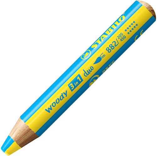 KLEURPOTLODEN STABILO 882 WOODY 3 IN 1 DUO PUNTENSLIJPER ASS 6ST-2