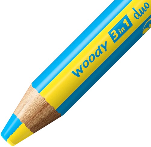 KLEURPOTLODEN STABILO 882 WOODY 3 IN 1 DUO PUNTENSLIJPER ASS 6ST-3