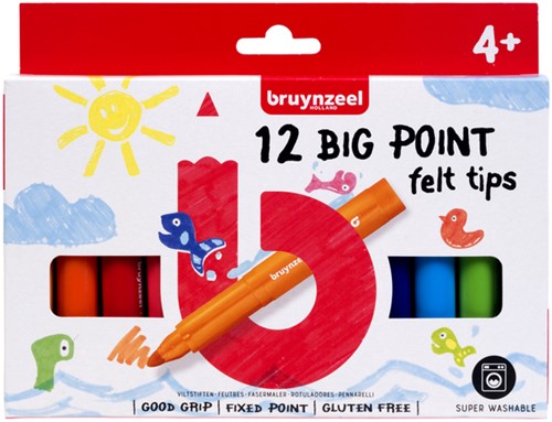 VILTSTIFT BRUYNZEEL KIDS BIG POINT ASSORTI 12 STUKS