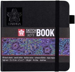 SCHETSBOEK SAKURA 80 ZWARTE VELLEN 140GR 120X120MM ZWART
