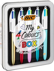 BALPEN BIC 4KLEUREN MY BIC MEDIUM ASSORTI BLIK À 5 STUKS
