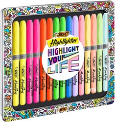MARKEERSTIFT BIC GRIP HIGHLIGHT YOUR LIFE ASSORTI BLIK À 15 STUKS