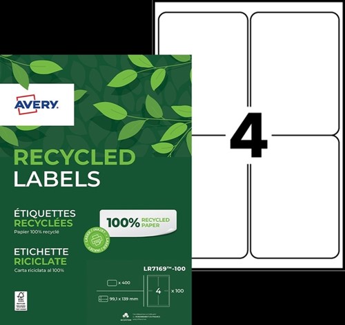 ETIKET AVERY LR7169-100 99.1X139 MM RECYCLED WIT 400 STUKS-2