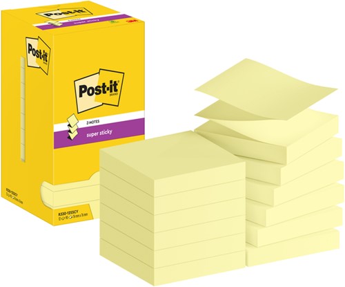 MEMOBLOK POST-IT Z-NOTE S330 SUPER STICKY 76X76MM GEEL 12 STUKS
