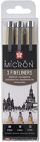 FINELINER SAKURA PIGMA MICRON SET À 3 SCHRIJFBREEDTES BREED ZWART