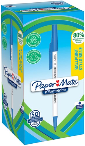BALPEN PAPER MATE KILOMETRICO RECYCLED MEDIUM BLAUW