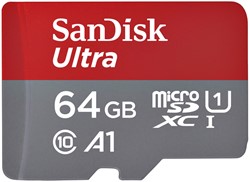 GEHEUGENKAART SANDISK MICROSDXC ULTRA 64GB (140MB/S C10 - SDA UHS-I)