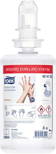 HANDDESINFECTIE TORK S4 PREMIUM ALCOHOLGEL ONGEPARFUMEERD 1000 ML 424103