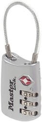 HANGSLOT MASTERLOCK 3-CIJFER COMBINATIE TSA MET KABEL ASSORTI IN WILLEKEURIGE KLEUR 30MM