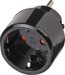 REISSTEKKER BRENNENSTUHL ADAPTER USA MET AARDING  ZWART