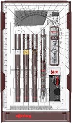 TEKENSET ROTRING ISOGRAPH COLLEGE 0.25MM, 0.35MM EN 0.5MM 34 STUKS
