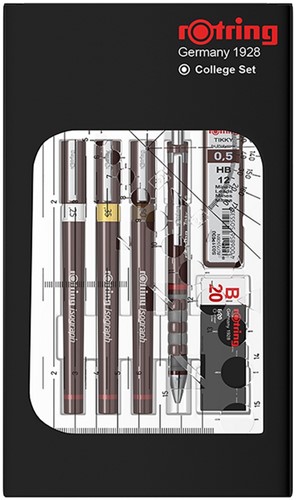 TEKENSET ROTRING ISOGRAPH COLLEGE 0.25MM, 0.35MM EN 0.5MM 34 STUKS-2