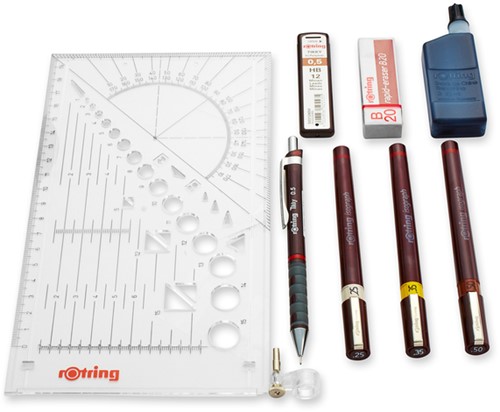 TEKENSET ROTRING ISOGRAPH COLLEGE 0.25MM, 0.35MM EN 0.5MM 34 STUKS-3