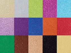 GLITTERKARTON FOLIA 50X70CM 300GR 15 VEL 15 KLEUREN