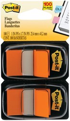 INDEXTABS 3M POST-IT 680 25.4X43.2MM DUOPACK ORANJE 100 VEL