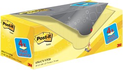 MEMOBLOK 3M POST-IT 654 76X76MM GEEL 16 + 4 GRATIS