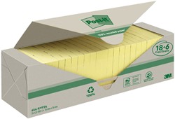 MEMOBLOK 3M POST-IT 654 76X76MM RECYCLE GEEL 18 + 6 GRATIS