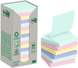 MEMOBLOK 3M POST-IT Z-NOTE R330 76X76MM RECYCLE ASSORTI KLEUR 16 STUKS