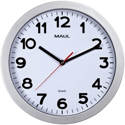 WANDKLOK MAUL STEP QUARTZ Ø30X5CM KUNSTSTOF ZILVER/WIT STILDRAAIEND