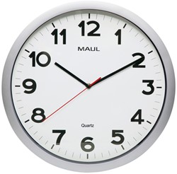 WANDKLOK MAUL STEP QUARTZ Ø40X5CM KUNSTSTOF ZILVER/WIT STILDRAAIEND
