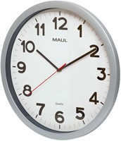 WANDKLOK MAUL STEP QUARTZ Ø40X5CM KUNSTSTOF ZILVER/WIT STILDRAAIEND-2