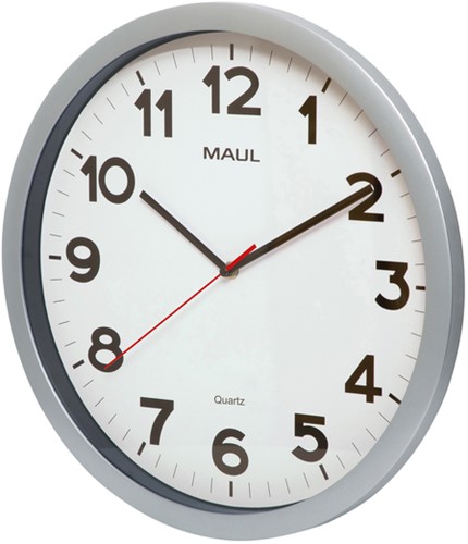 WANDKLOK MAUL STEP QUARTZ Ø40X5CM KUNSTSTOF ZILVER/WIT STILDRAAIEND-2