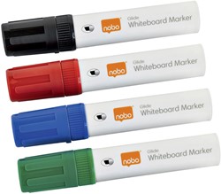 WHITEBOARDMARKER NOBO GLIDE SCHUIN ASSORTI 10MM 4STUKS