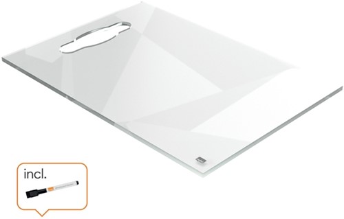 NOTITIEBORD NOBO TRANSPARANT ACRYL MET HANDGREEP A4-3