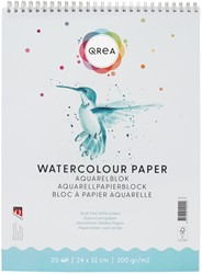 AQUARELBLOK QREA 24X32 20 VEL 200GR SPIRAAL