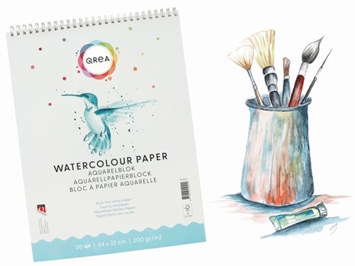 AQUARELBLOK QREA 24X32 20 VEL 200GR SPIRAAL-1