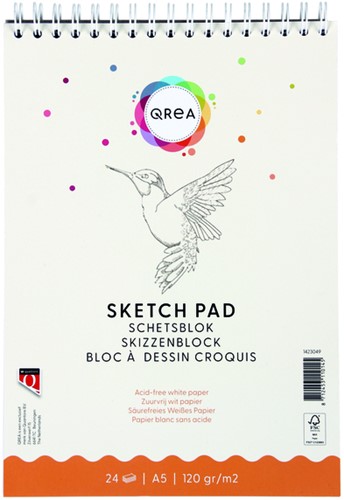 SCHETSBLOK QREA A5 24 VEL 120GR SPIRAAL