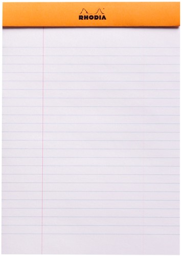 SCHRIJFBLOK RHODIA A5 LIJN 80 VEL 80GR MET KANTLIJN ORANJE-2