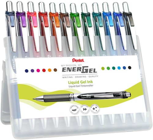 GELSCHRIJVER PENTEL BL77 ENERGEL MEDIUM ASSORTI 12 STUKS-2