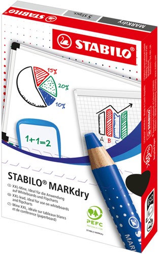 WHITEBOARDPOTLOOD STABILO MARKDRY 648/46 ZWART-2