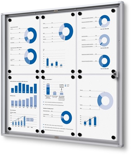 VITRINEBORD QUANTORE VOOR BINNEN 6X A4 ZILVER