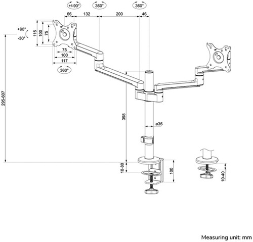 MONITORARM NEOMOUNTS NEXT LITE DUAL 17-27" WIT-1