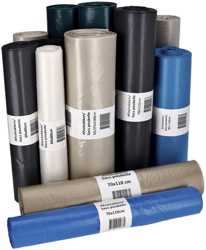 AFVALZAK CLEANINQ 60X80CM HDPE RECYCLED T23 60L TRANSPARANT ROL À 25 STUKS-2