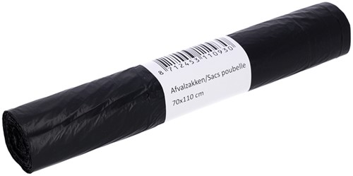 AFVALZAK CLEANINQ 70X110CM HDPE T25 120L ZWART ROL À 20 STUKS