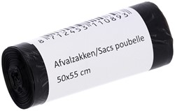 AFVALZAK CLEANINQ 50X55CM HDPE T15 25L ZWART ROL À 50 STUKS